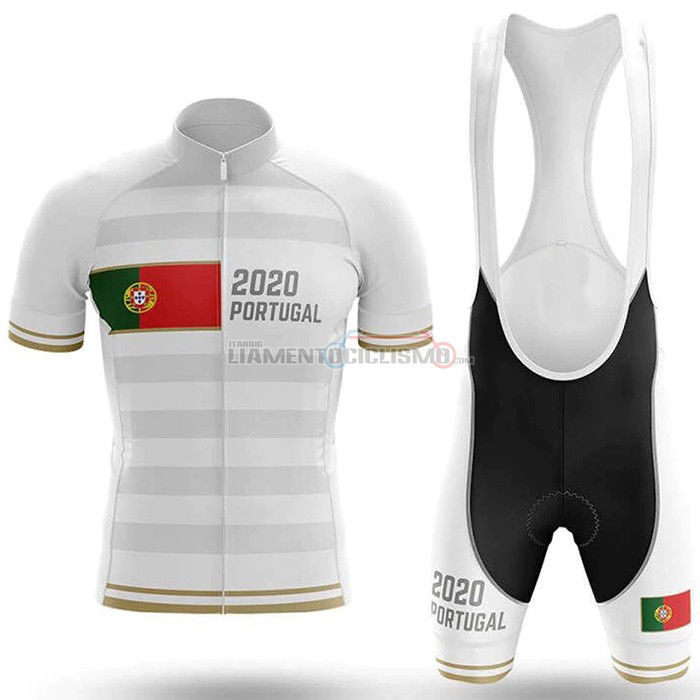 Abbigliamento Ciclismo Campione Portugal Manica Corta 2020 Bianco(1)